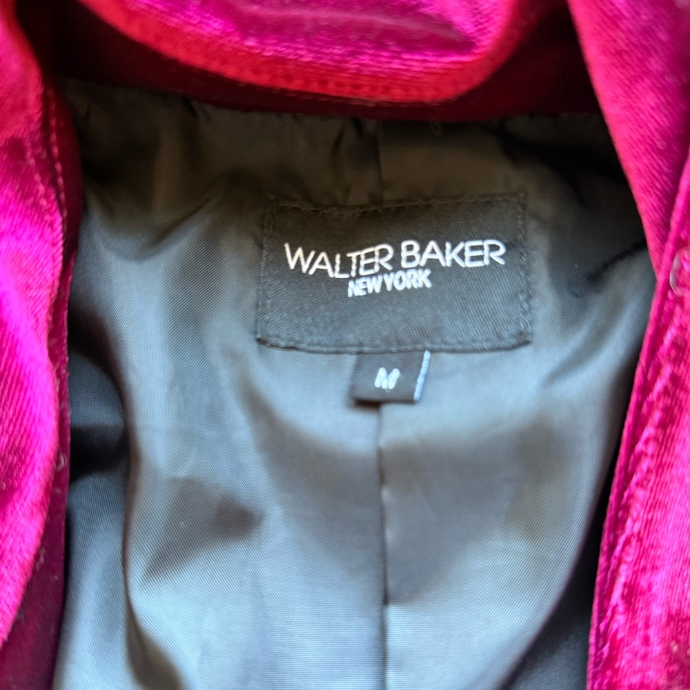 Walter Baker Seth Crop Burgundy Open Front Velvet‎ Blazer Jacket sz M - Picture 4 of 7